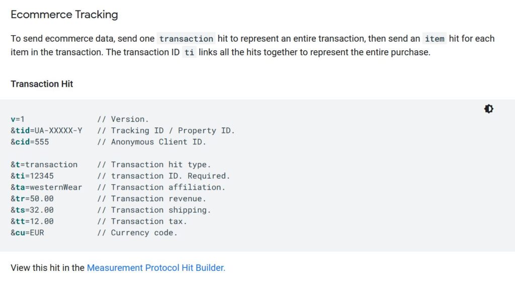 Widok z Transaction Hit_anulowanie transakcji w Google Analytics
