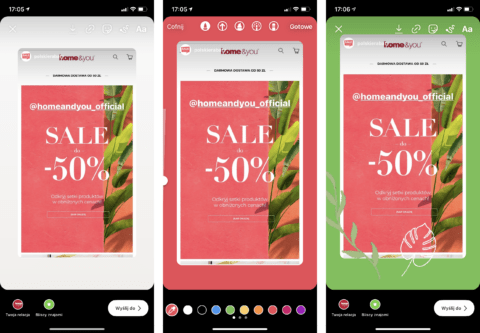 Przykład edycji plansz w InstaStories z wykorzystaniem oznaczeń innych użytkowników_User-Generated Content