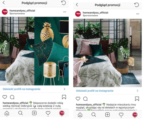 Konto firmowe na Instagramie - reklama z CTA_Odwiedź profil